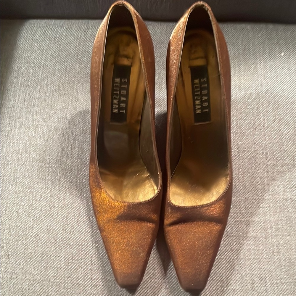 Stuart Weitzman Brown Suede Heels with Pointed Toe